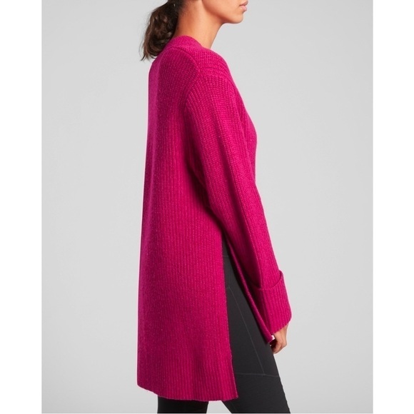 Athleta Shasta Oversized Wool Knit Tunic Sweater in Magenta Pink XS - Picture 2 of 7